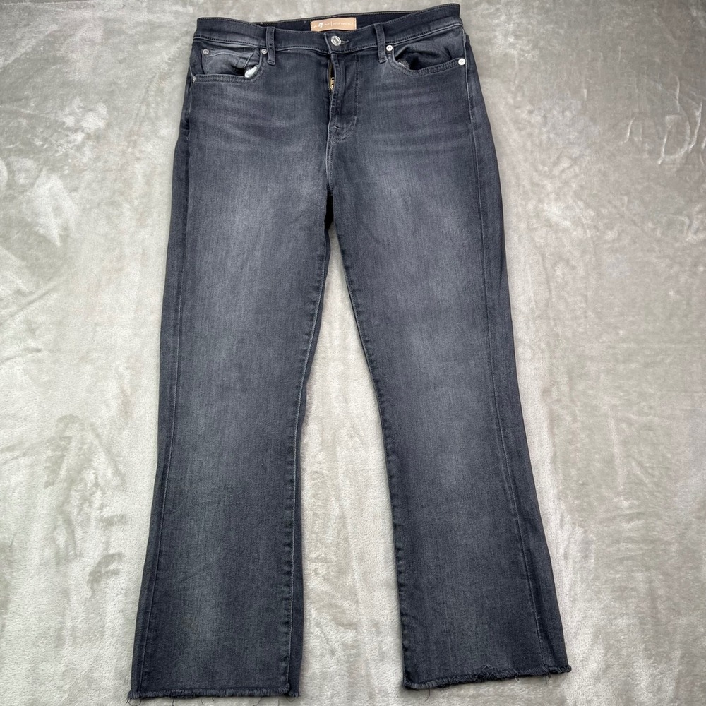 7 For All Mankind High Waist Slim Kick Jeans Womens 29 Grey Luxe Vintage Stretch